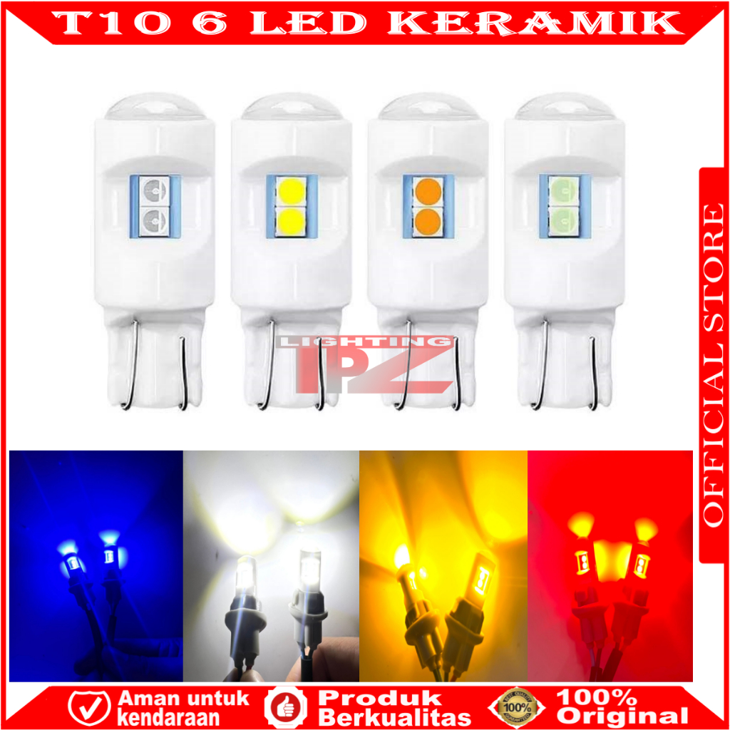 ORIGINAL LED T10 CERAMIC 6 LED WATERPROOF | LAMPU SENJA MOTOR | LAMPU SEIN MOTOR SUPER TERANG