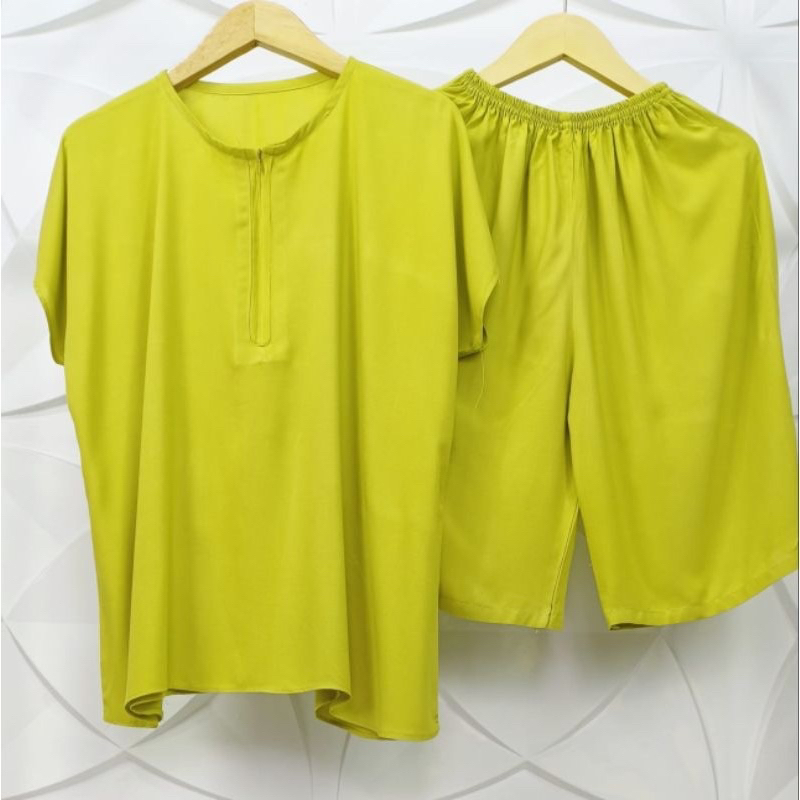 SETCEL PIYAMA WANITA POLOS PENDEK PENDEK SLETING AKTIF