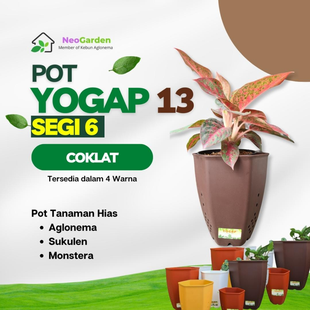 POT SEGI 6 YOGAP 13 - Pot plastik segi enam ukuran 13 murah awet untuk bunga tanaman hias kaktus agl