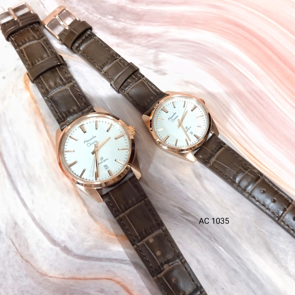 AC 1035 Kulit Jam Tangan Couple Original Alexandre Christie