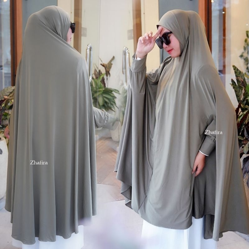 GARANSI Almira Lengan Jersey / antem dagu jumbo / hijab dagu / hijab lengan / bergo jumbo ( HAJI &