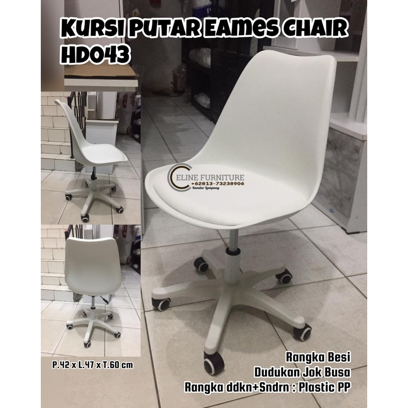Kursi Putar Beroda Putih Eames