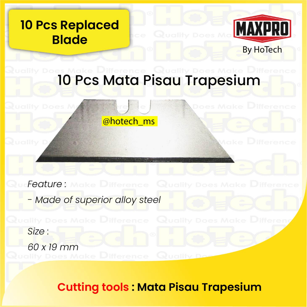 

10 Pcs Mata Pisau Trapesium | MAXPOWER 10 PCS TRAPEZIFORM BLADE | Refil Pisau Cutter