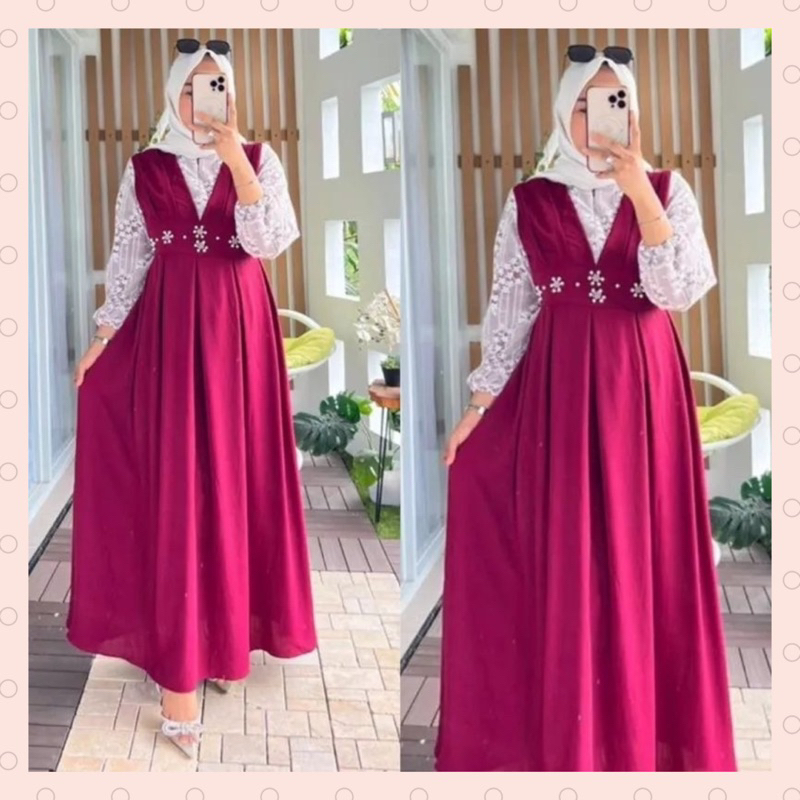 DIANDRA Gamis Crincle Airflow Premium Gamis Payet Mewah Terbaru Gamis Kondangan