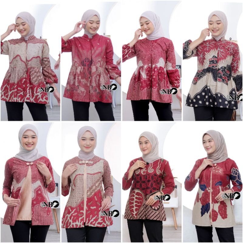 Atasan Batik Wanita Blouse Batik Modern warna Merah