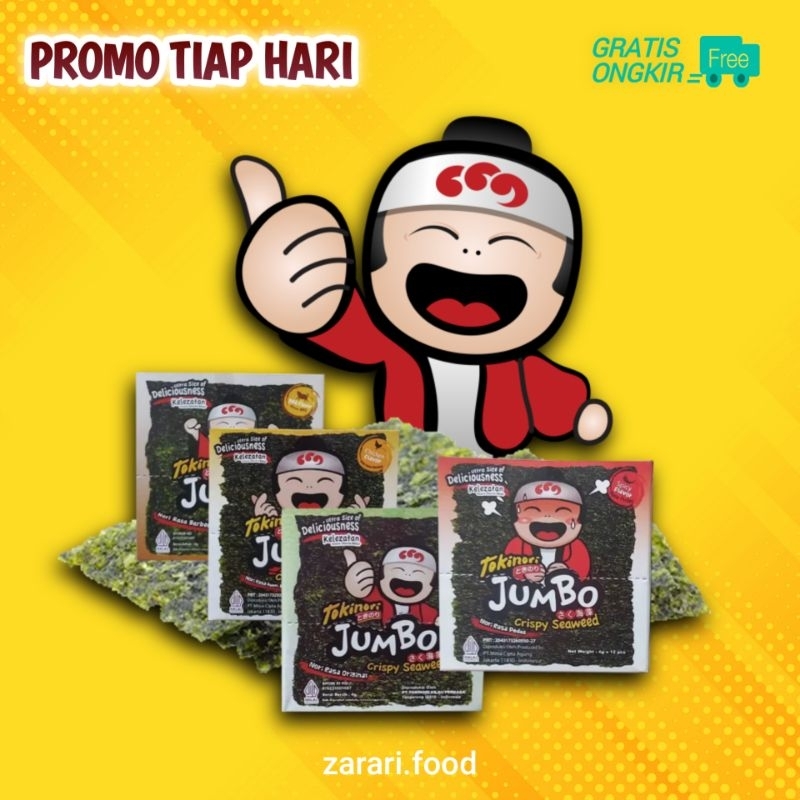 

Snack Rumput Laut TOKINORI SEEWEED Jumbo 1 Box (Isi 12 pcs)