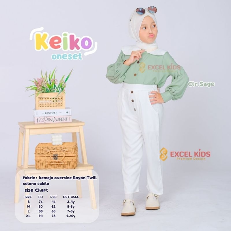 Keiko One Set / Setelan Anak Perempuan Panjang Muslim Bahan Rayon Twill Premium Polos Original By Ex