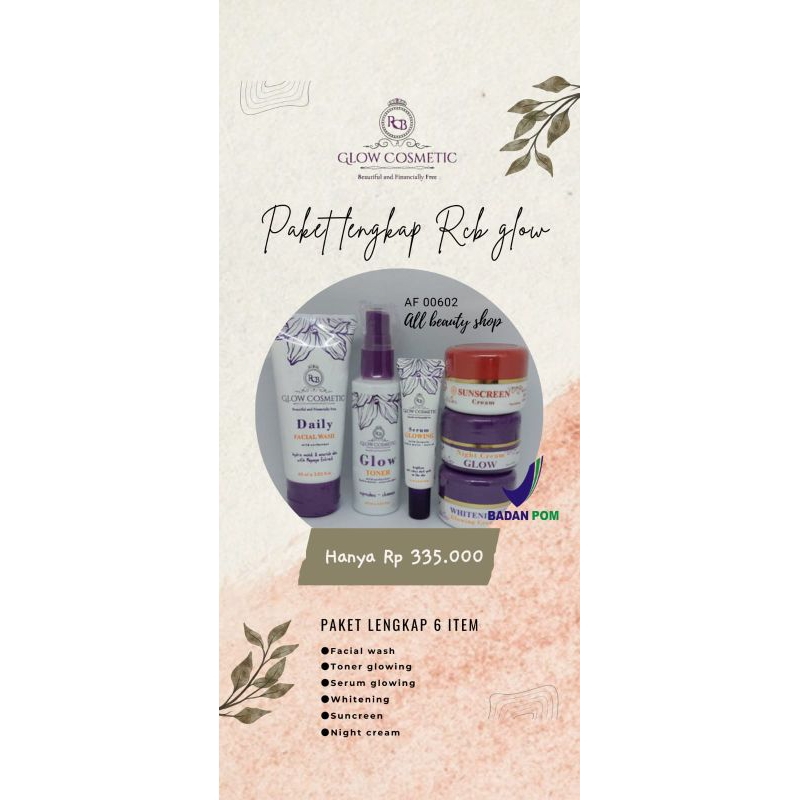 RCB GLOW PAKET LENGKAP 6 ITEM/ORIGINAL/BPOM/AMAN BUMIL/BUSUI
