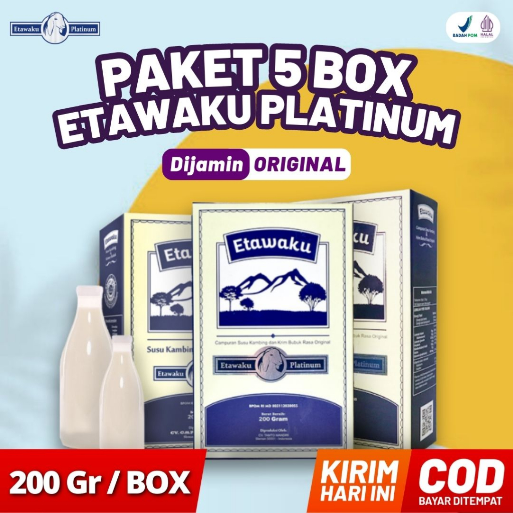 

Etawaku Platinum Paket 5 Box - Susu Kambing Etawa Provit Solusi Nyeri Sendi Nyeri Lutut Pegal Linu