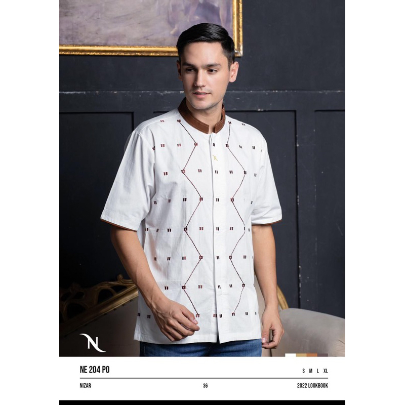 BAJU KOKO NIZAR BORDIR NE 204 POINT PUTIH