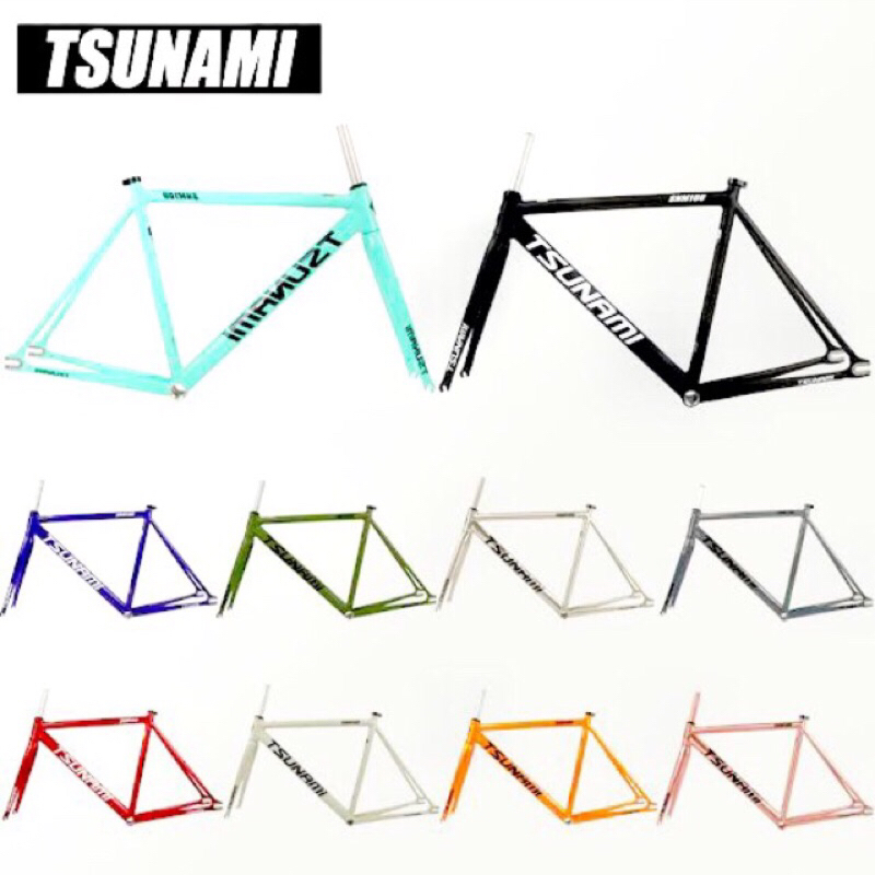 Frameset Tsunami SNM100 SNM 100 Frame Set Alloy 700c Sepeda Fixie Fixed Gear Track Bike Bicycle