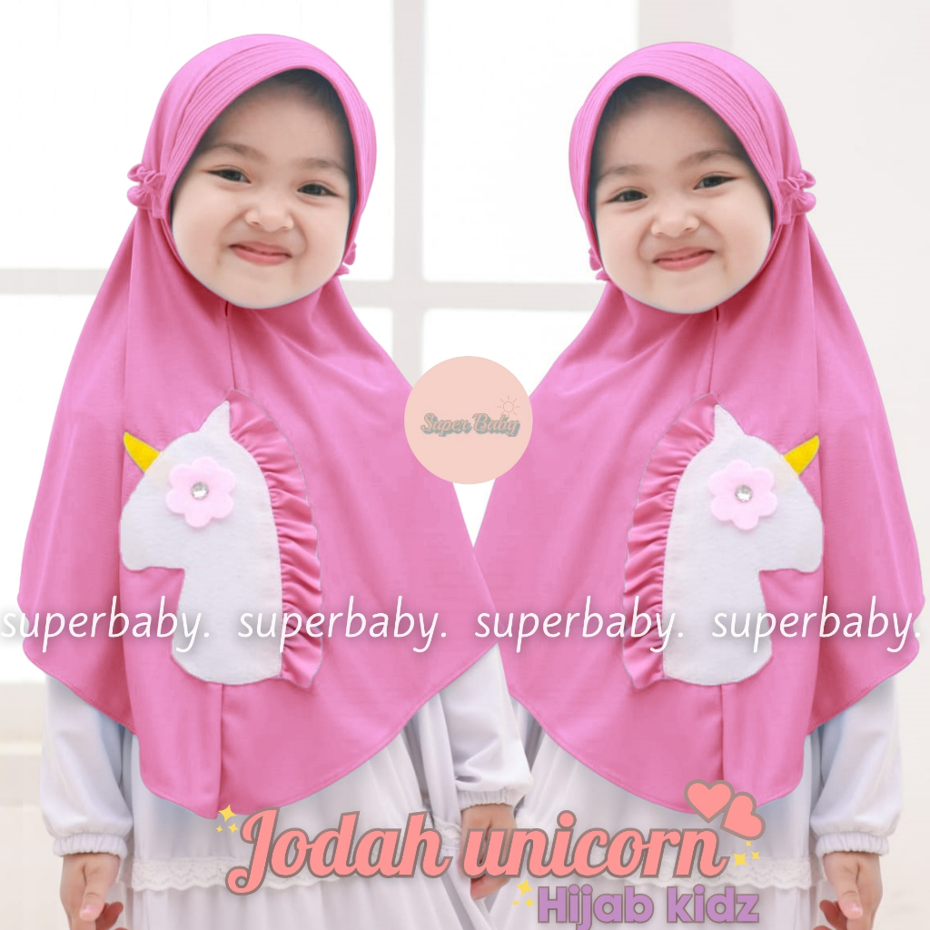 Hijab Anak Tk-Sd Karakter Jodah Unicorn Usia 4-7 Thn Jersey Balon / Hijab Anak Kuda Poni / Hijba Ana