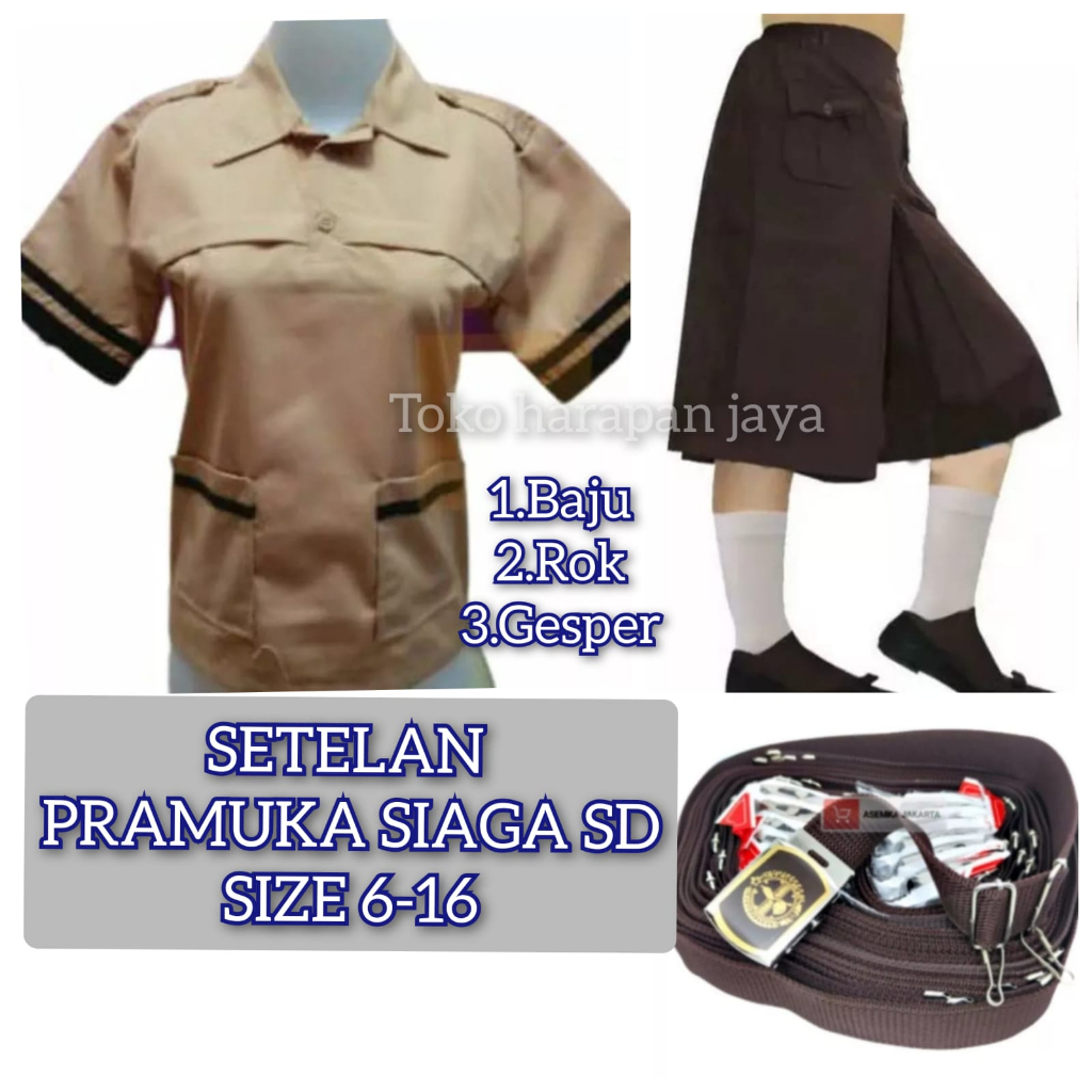 SETELAN PRAMUKA SIAGA PUTRI PENDEK SIZE 6-16