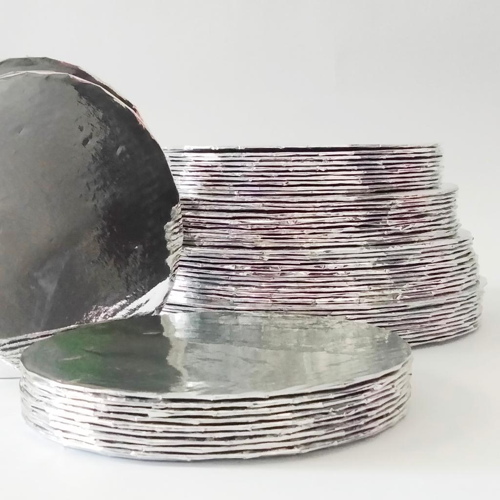 [ tebal 3 mm ] Alas Kue karton SILVER BULAT & KOTAK MURAH