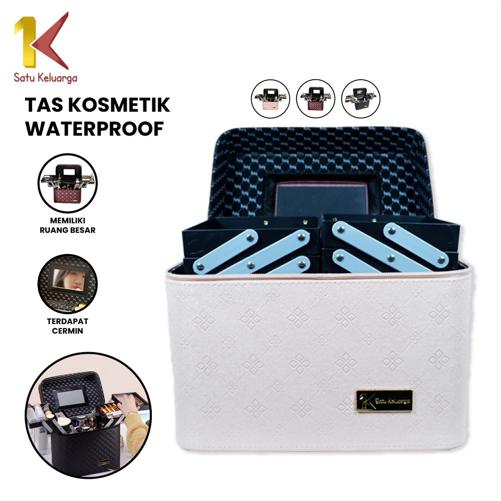 Satu Keluarga Beauty Case Multifungsi Motif Clover Cantik K1 Box Makeup Kosmetik Waterproof Kotak Ko