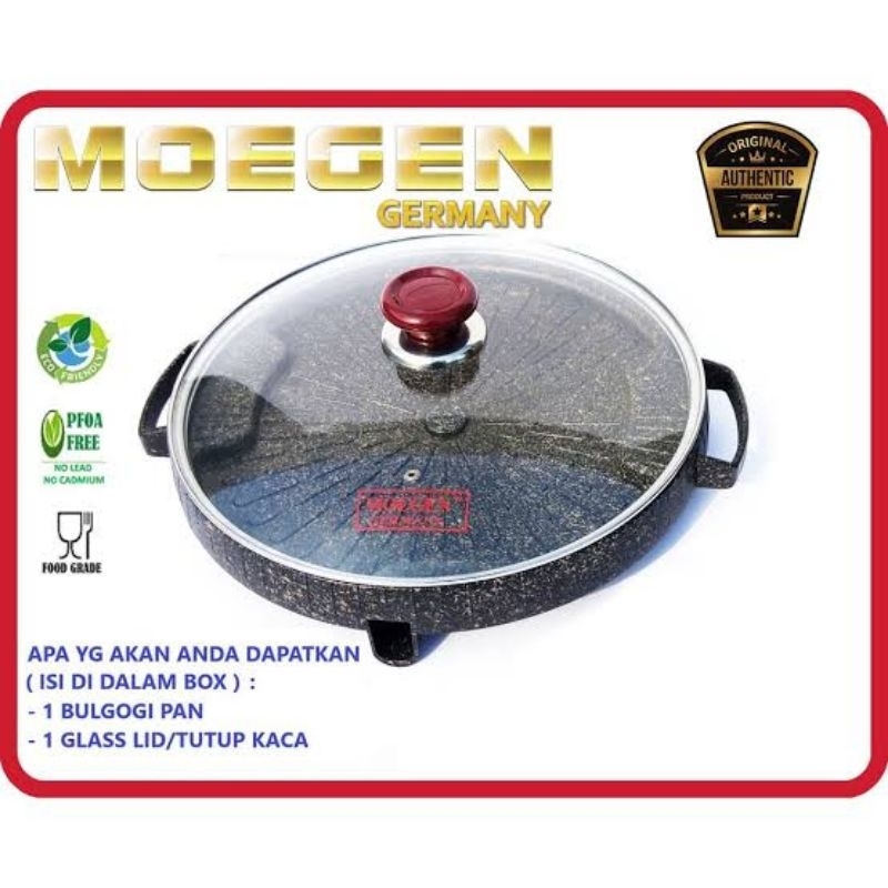 Moegen Bulgogi Pan 32 cm + tutup kaca panggangan granite moegen