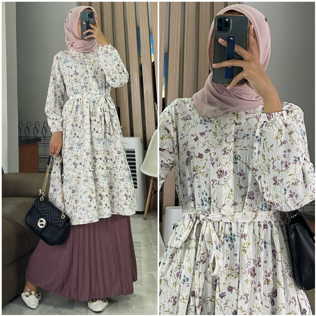 DAISHA tunik by ZALFA OUTFIT / Tunik motif bunga premium