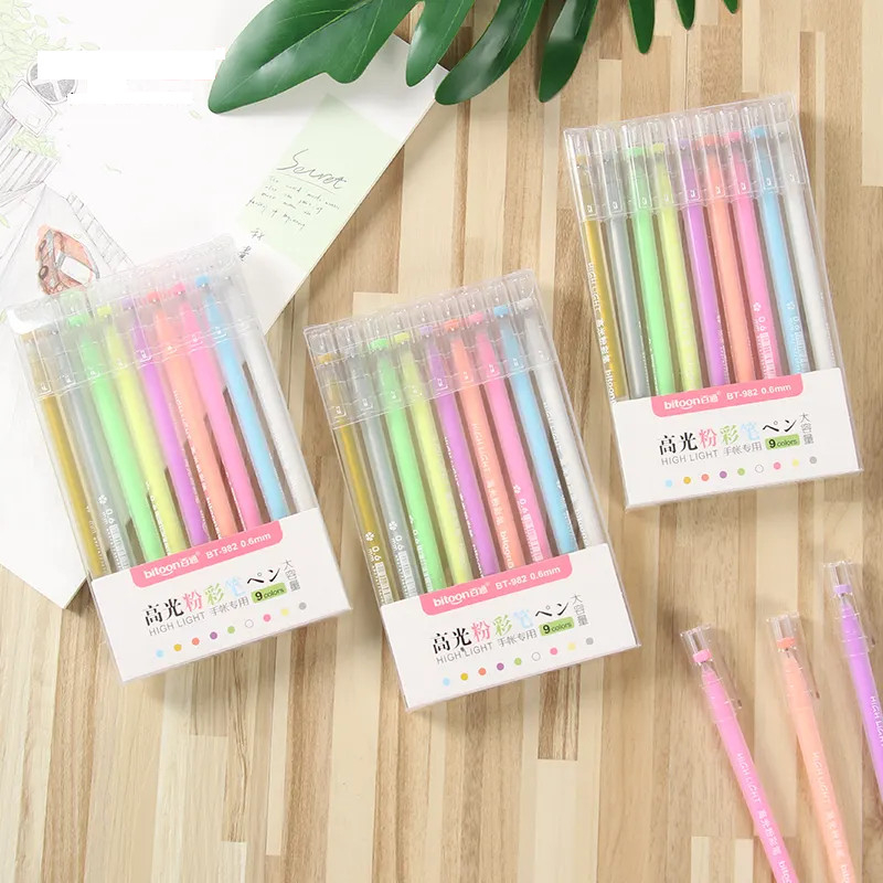 

High Light Pen - Pulpen Pastel 9 Warna 0.6mm Untuk Menulis & Mewarnai