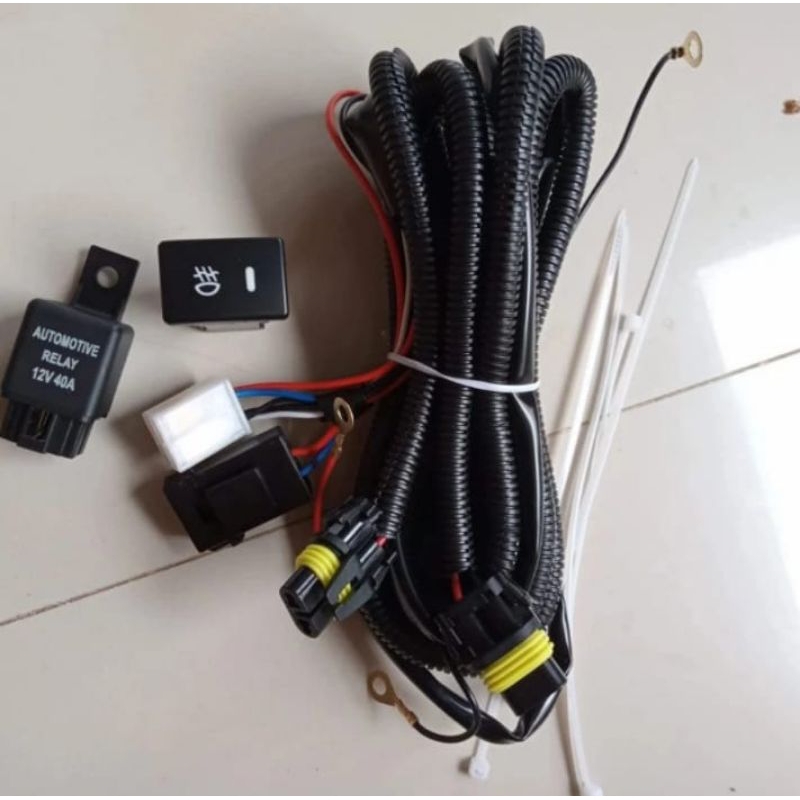 kabel set foglamp,kabel soket foglamp H8,H11,H16 plus swich foglamp relay.