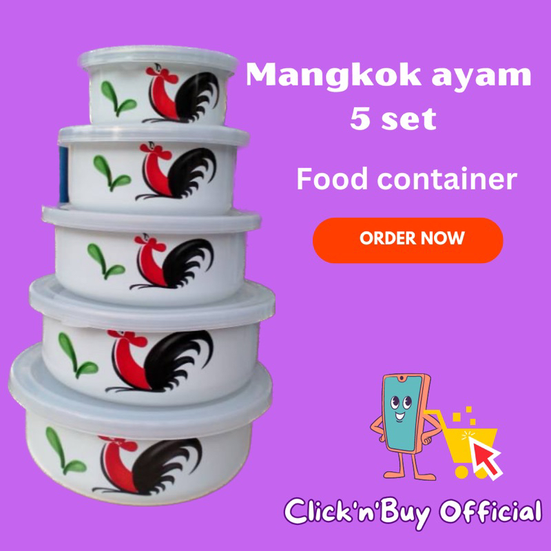 Mangkok set mixing bowl enamel ayam jago