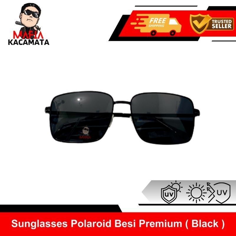Kacamata Hitam 100% Polaroid Besi Pria - Kacamata Fashion Anti Silau