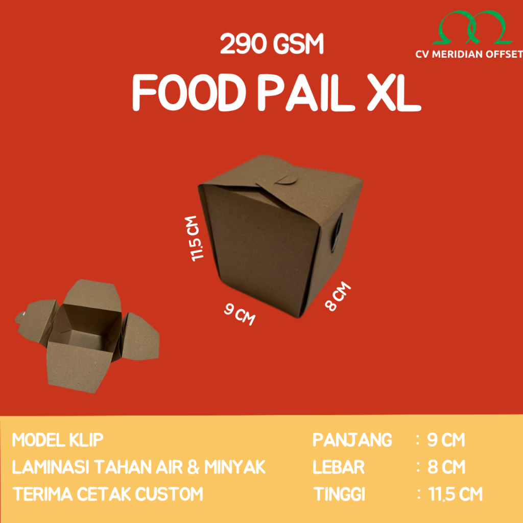 

Food Pail XL /Rice Box L/Dus Makanan/Dus Rice Box/Kemasan Makanan Laminasi
