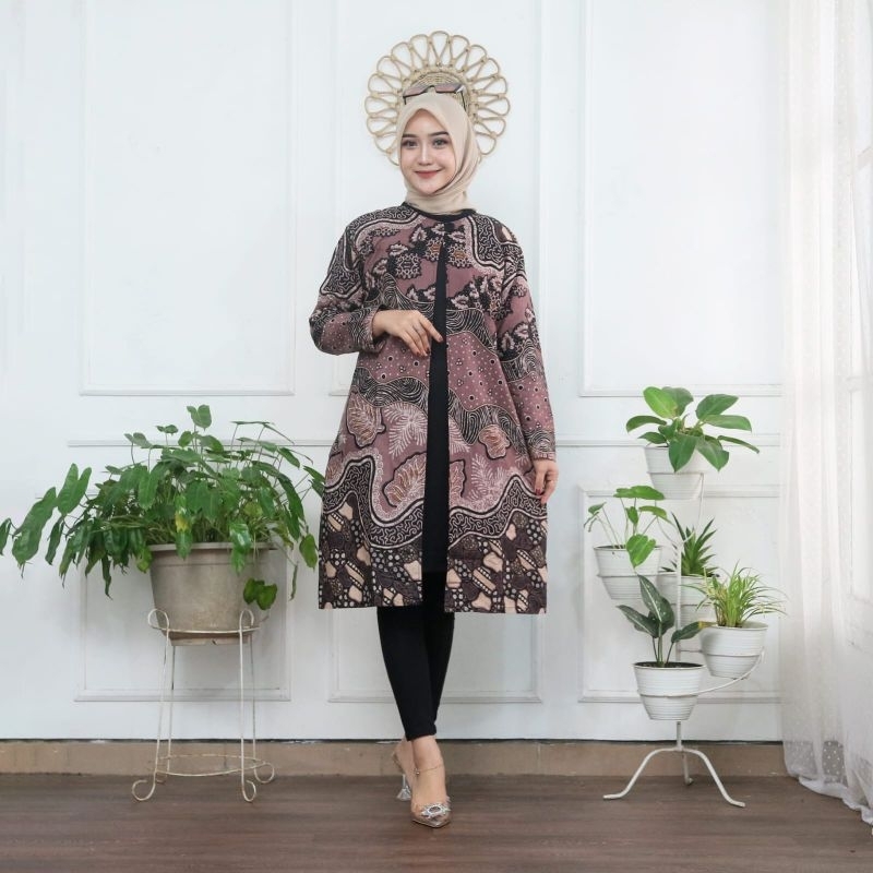 Batik Tunik Kombinasi Warna Hijau dan Salam