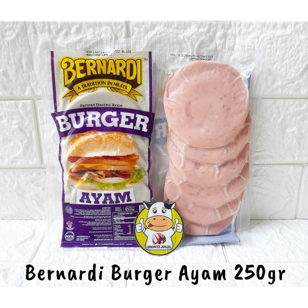 

BERNARDI BURGER AYAM 250GR ISI 6 - FROZEN FOOD - BRONTZ JOGJA