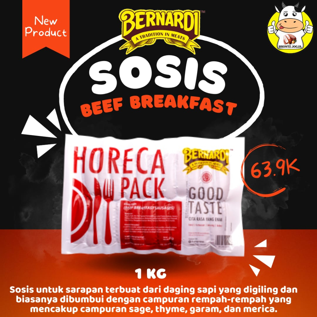 

BERNARDI HORECA PACK SOSIS SAPI BREAKFAST 1KG - FROZEN FOOD - BRONTZ JOGJA