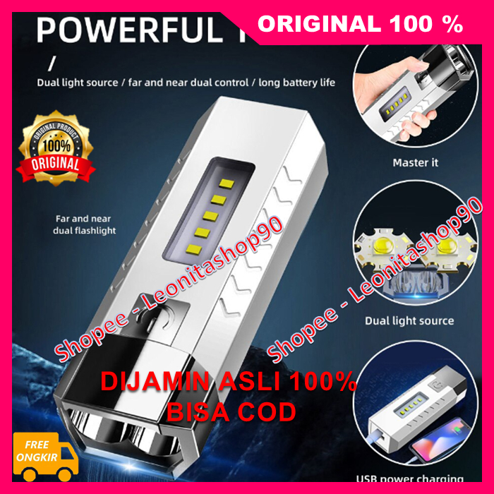 Powerbank Flashlight Senter LED 2 Mata Multifungsi Flashlight Dan Powerbank 1000mah 100% ORIGINAL