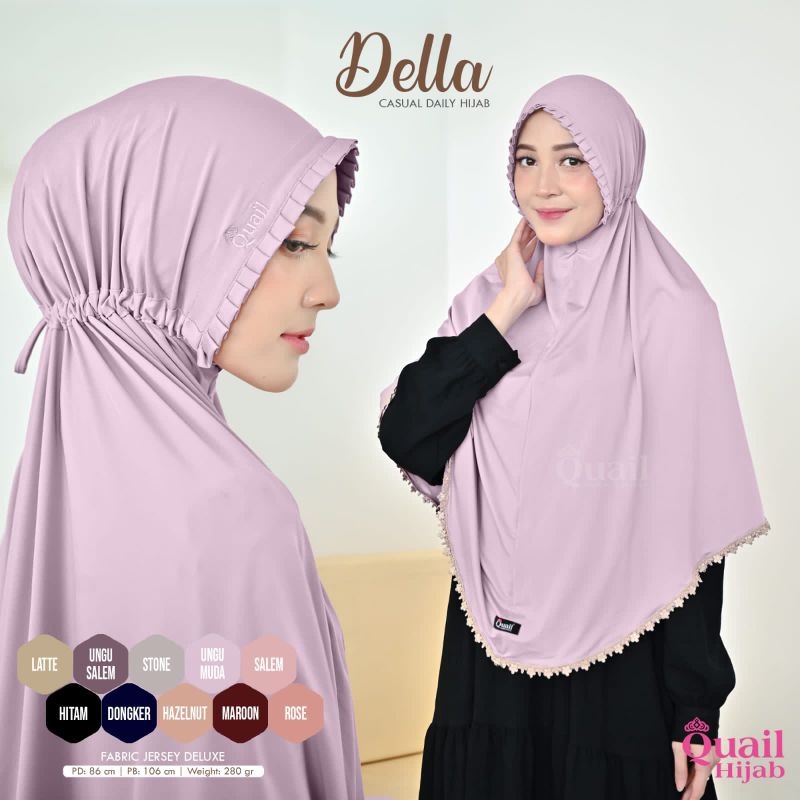 Della Daily Hijab Original Quail Hijab Wanita Fabric Jersey Hijab Serut Della Quail