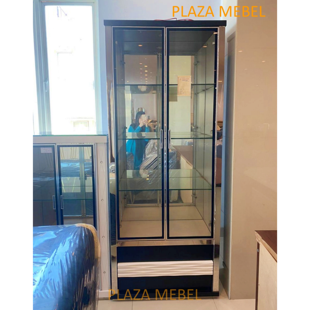 Rak Buku/ Buffet Lemari Hias Kaca 2 Pintu BL 9908 Pajangan