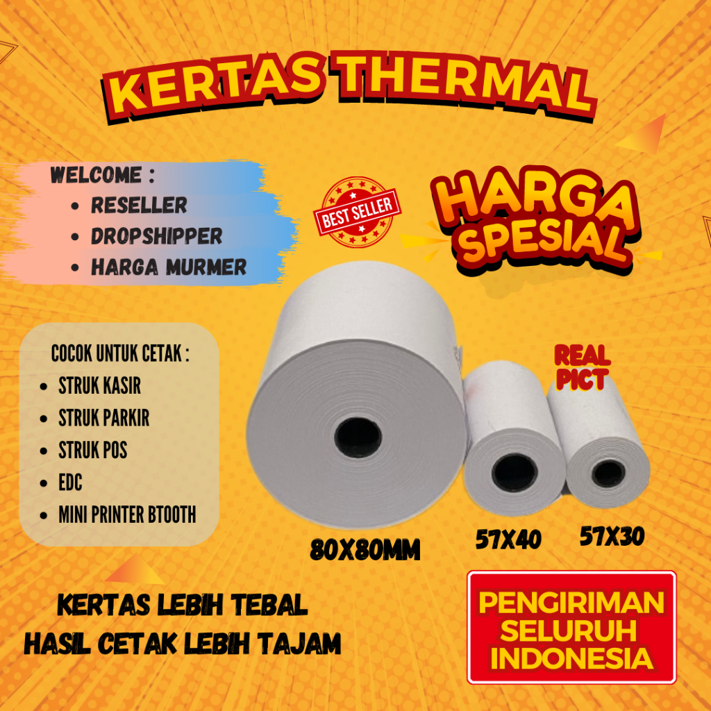 

KERTAS THERMAL 80 X 80MM / KERTAS STRUK KASIR