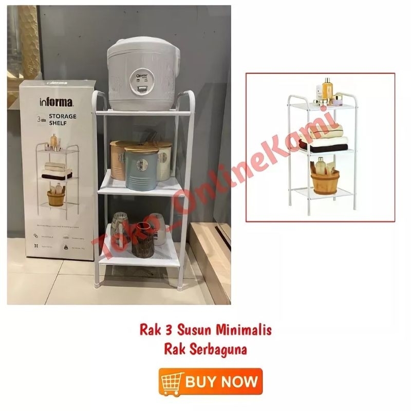 INFORMA RAK 3 SUSUN PUTIH/ RAK BUKU/ RAK DAPUR/ RAK SERBAGUNA
