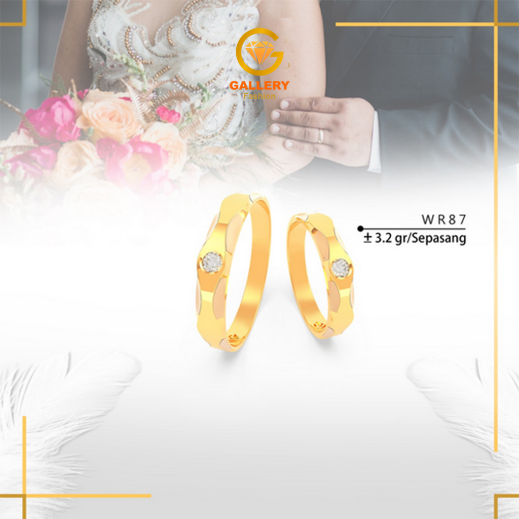 Cincin Nikah Mas 8K atau 375 Cincin Tunangan Wonder Wedding WR 87
