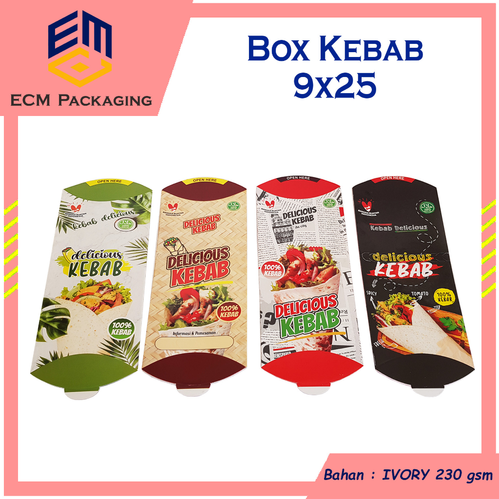 

Box Kebab Tebal Premium | Kardus Kebab Ivory 230gr | 9x25 cm | Kotak Kebab | Kemasan Kebab