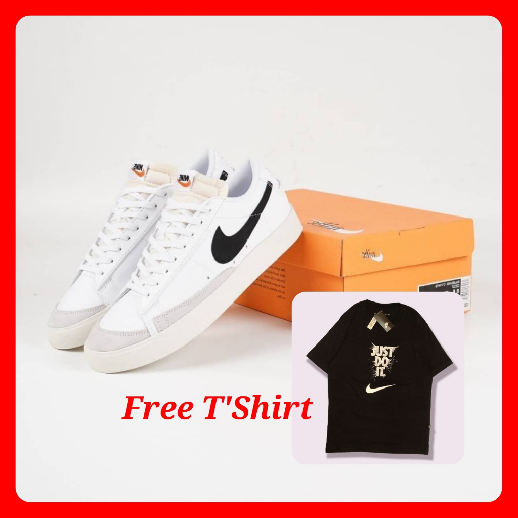Sepatu nike blazer low 77 vintage white black Original