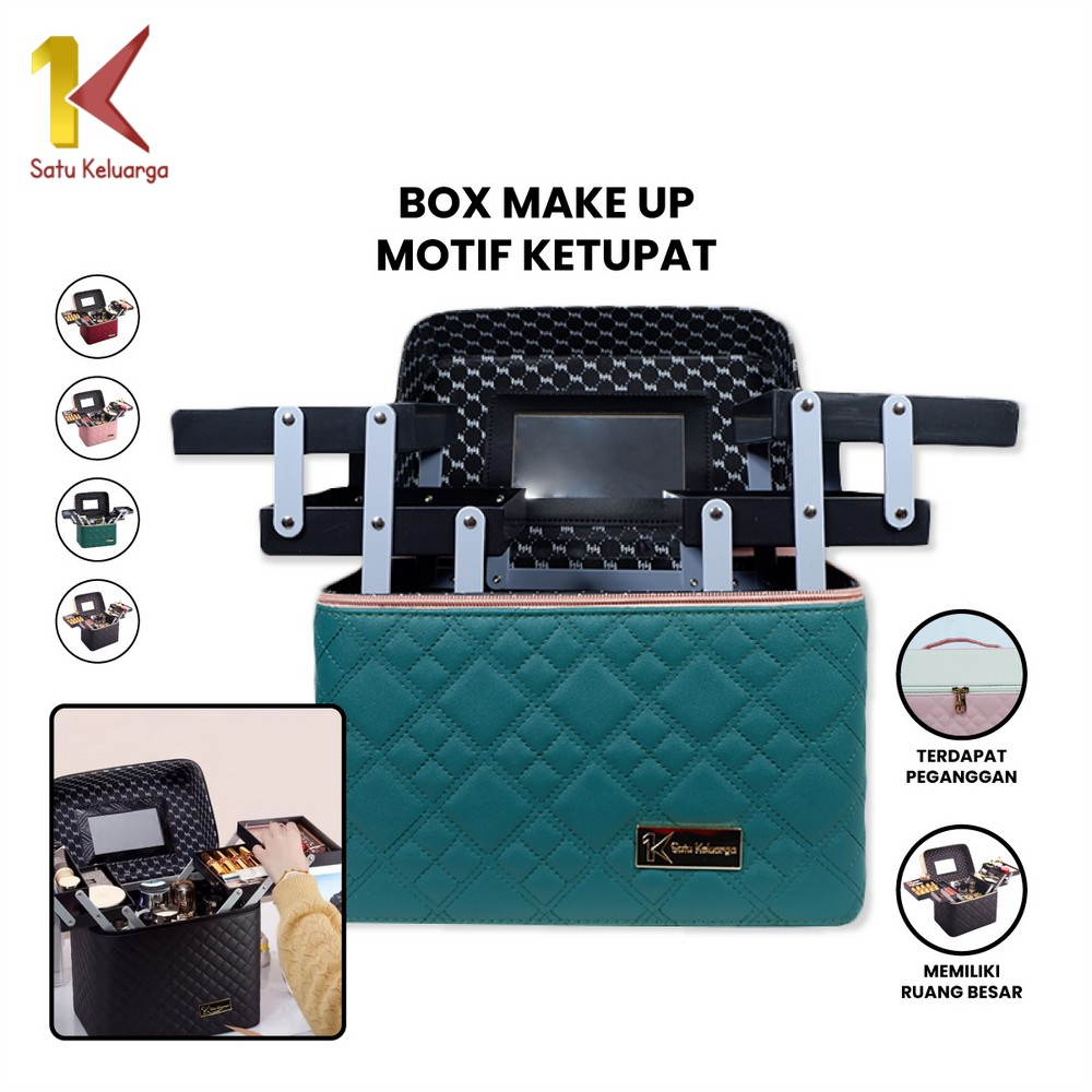 Satu Keluarga Box Makeup Kosmetik Motif Ketupat Elegan K1 Beauty Case Multifungsi Make Up Case Tas K
