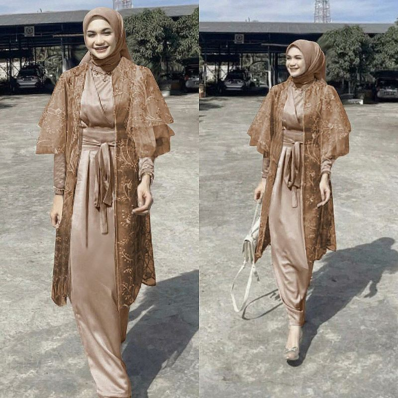 Set Gamis Lucia model cantik dan elegan | Lucianna Brukat Tille Dress Busui / Set Gamis Lucia