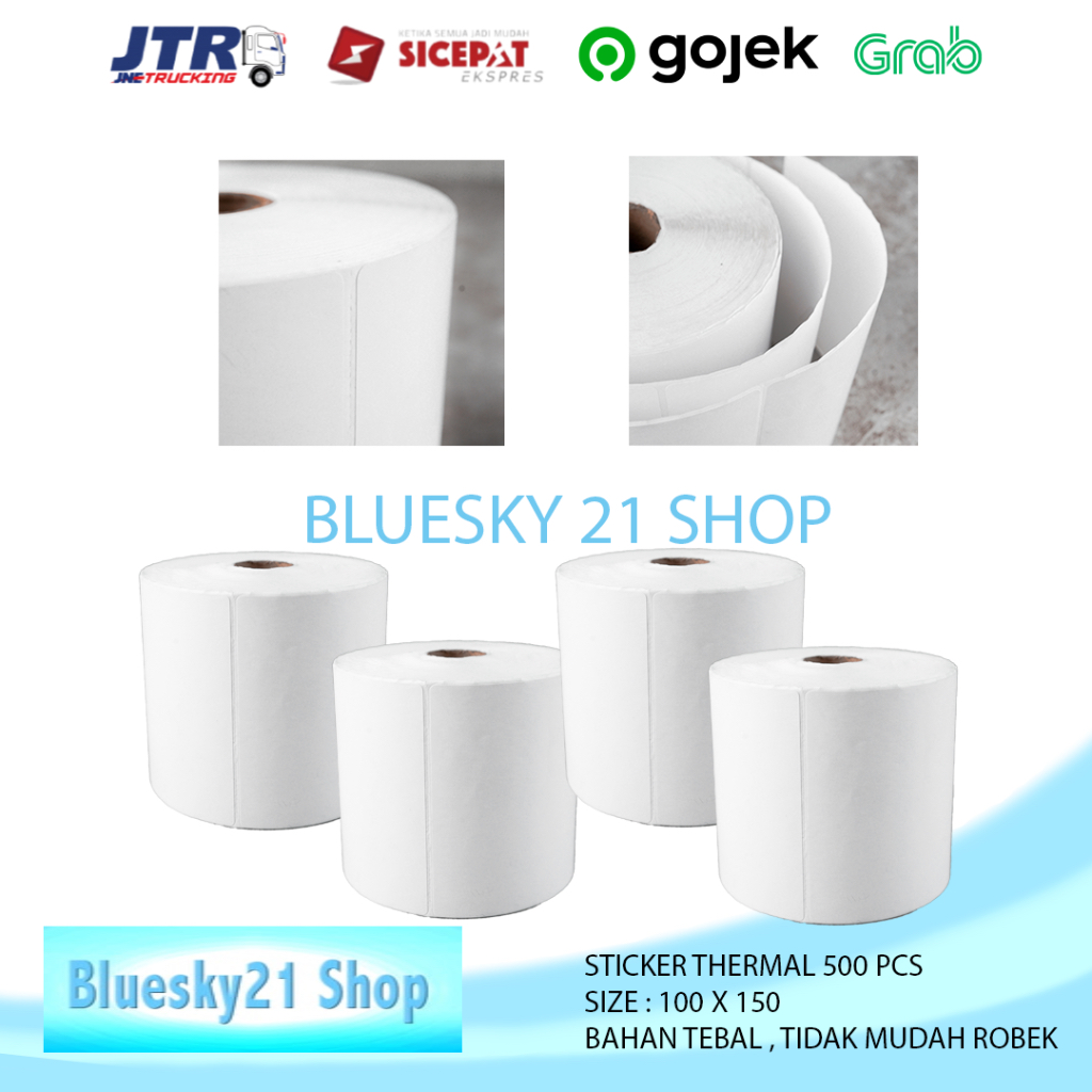 

LABEL STICKER THERMAL 100 X 150 BARCODE 100X150 UKURAN A6 - 500 pcs