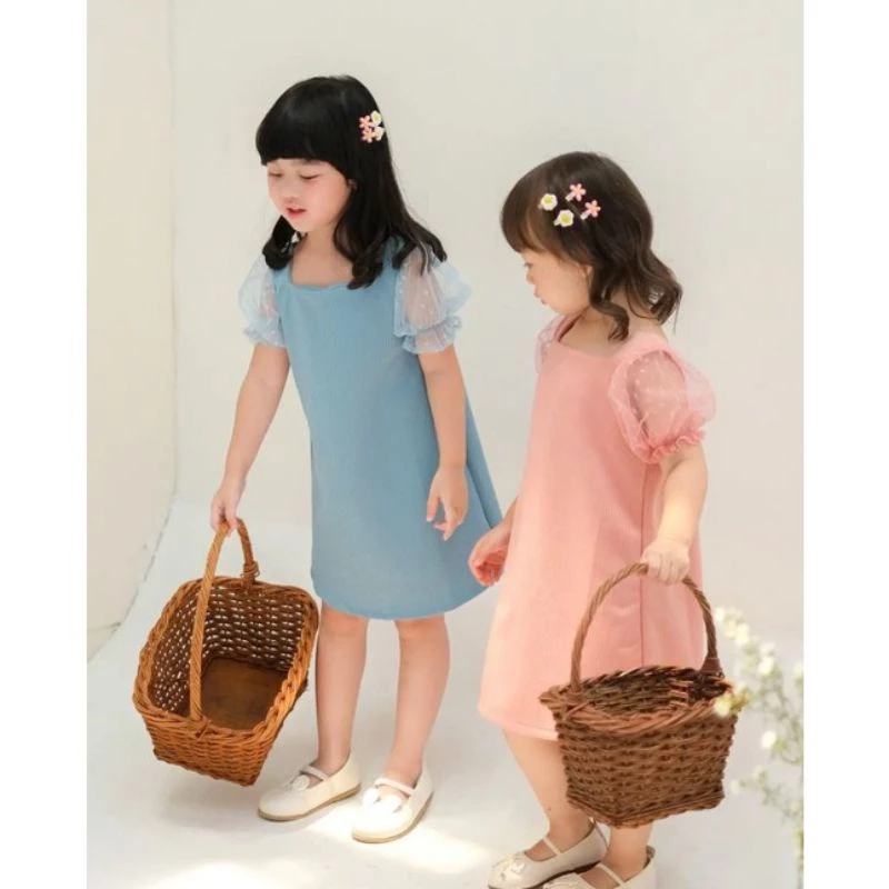 Baju Dress Anak Areeka Perempuan Cewek Bahan Rib Combi Tile