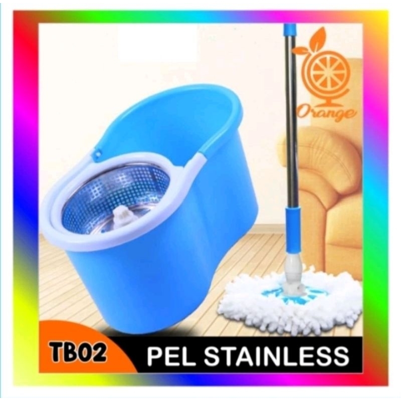 Alat Pel Lantai peras otomatis terpisah stainless putar praktis steel mpasi original spray mop spin 