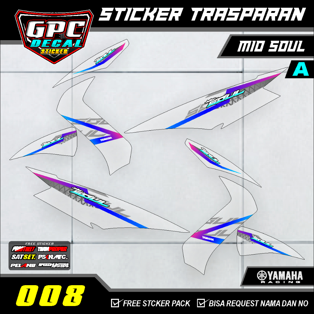 STICKER STRIPING TRANSPARAN YAMAHA MIO SOUL VARIASI TERBARU GPC DECAL 008