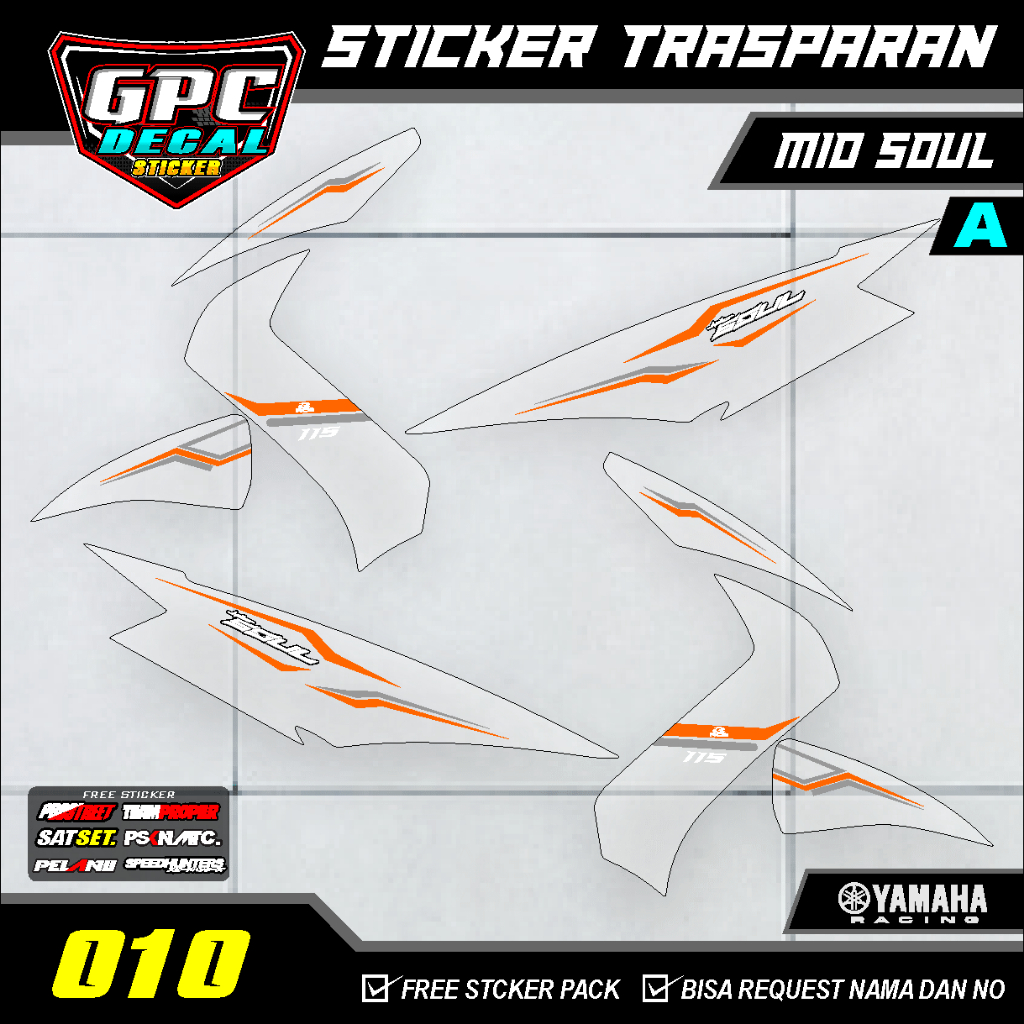 STICKER STRIPING TRANSPARAN YAMAHA MIO SOUL VARIASI TERBARU GPC DECAL 010