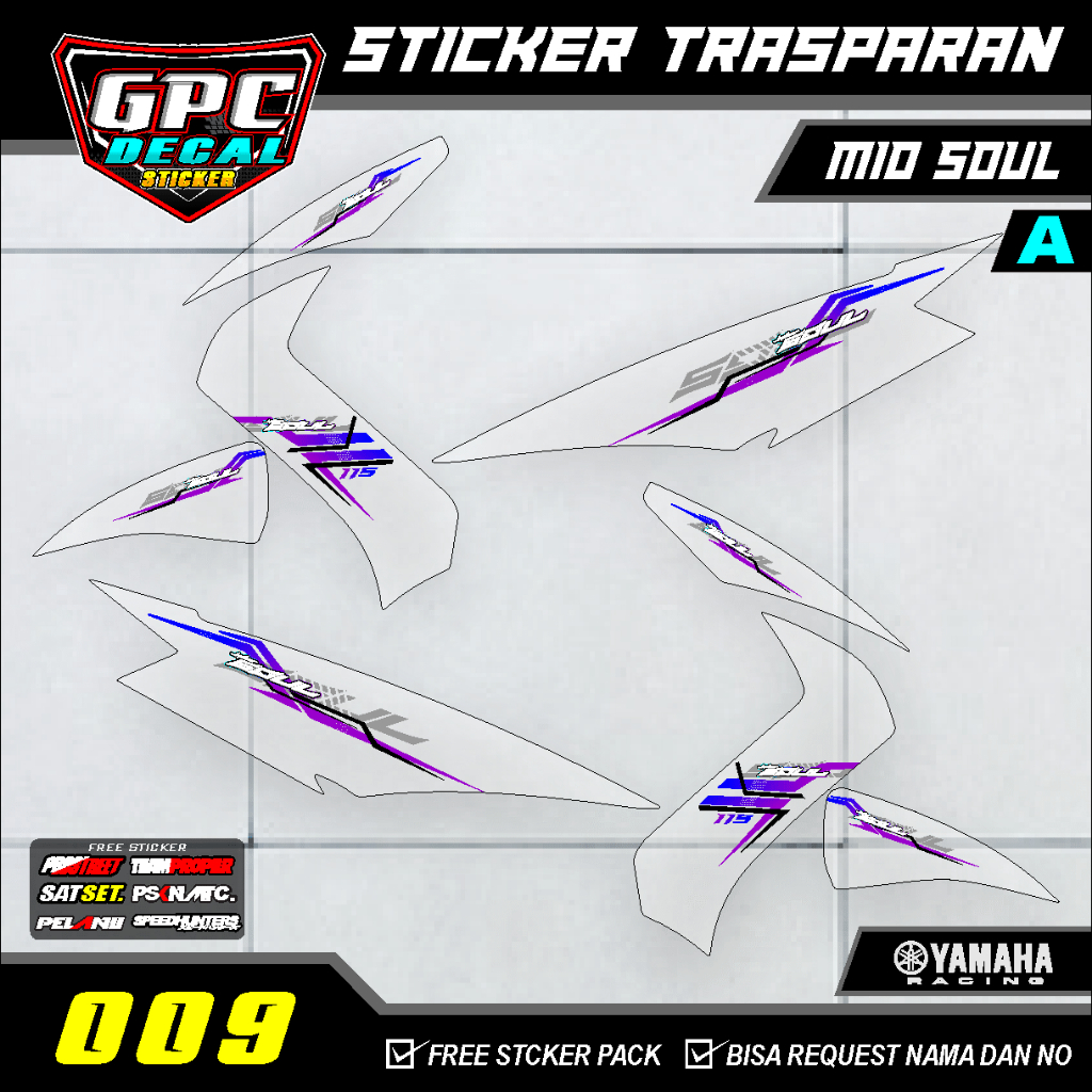 STICKER STRIPING TRANSPARAN YAMAHA MIO SOUL VARIASI TERBARU GPC DECAL 009