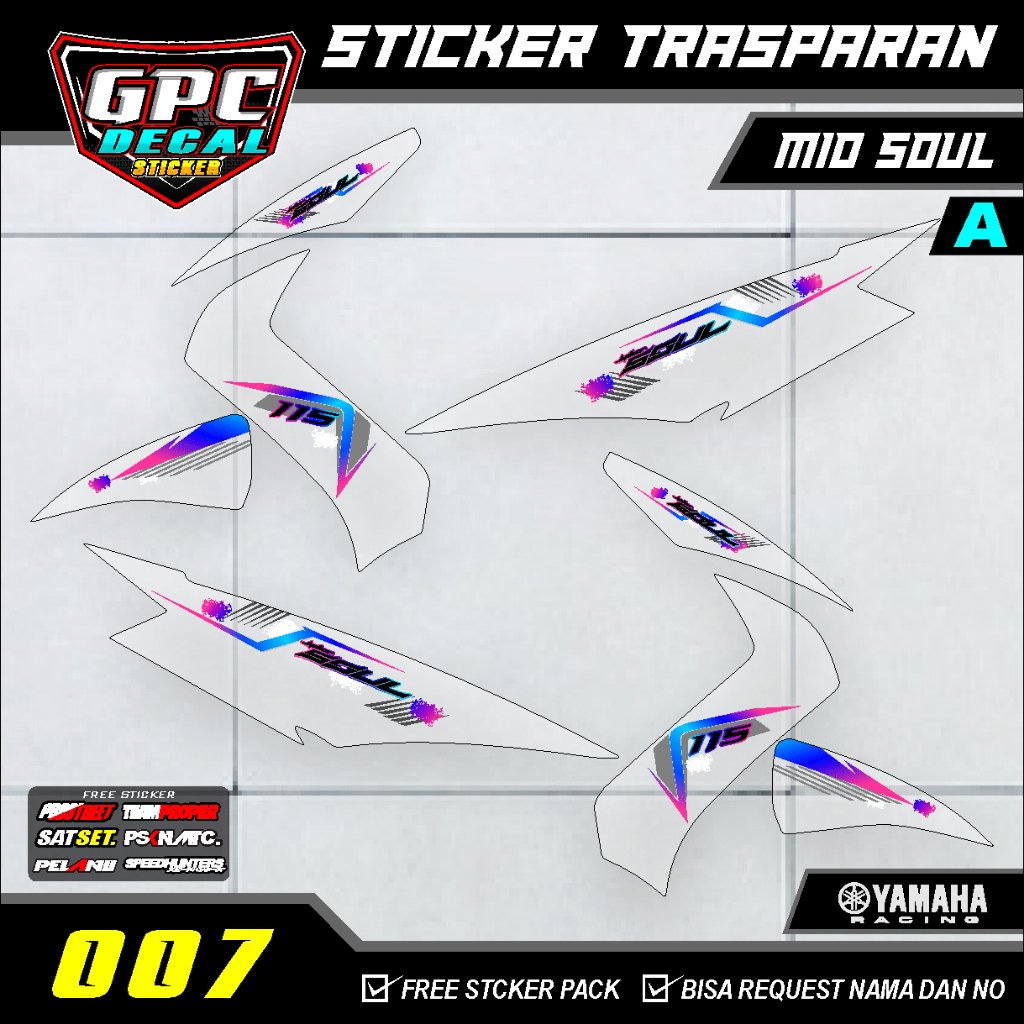 STICKER STRIPING TRANSPARAN YAMAHA MIO SOUL VARIASI TERBARU GPC DECAL 007