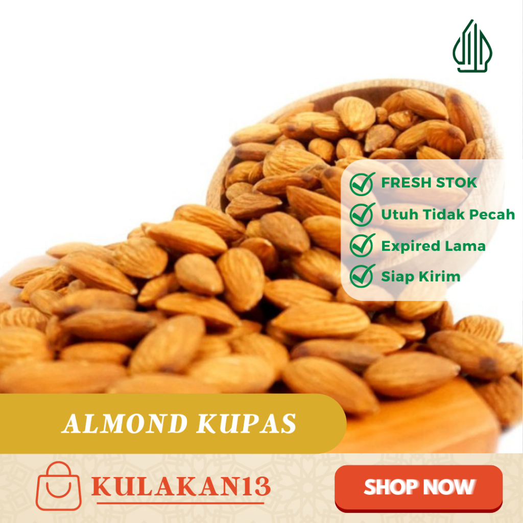 

Kacang Almond Kupas Mentah 100 Gram