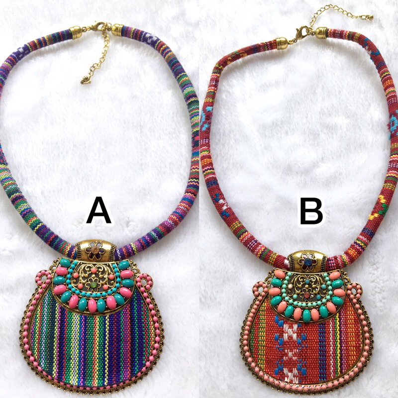 KALUNG FASHION ETNIK BANDUL BESAR RAINBOW / KALUNG PENDEK ETNIK VINTAGE