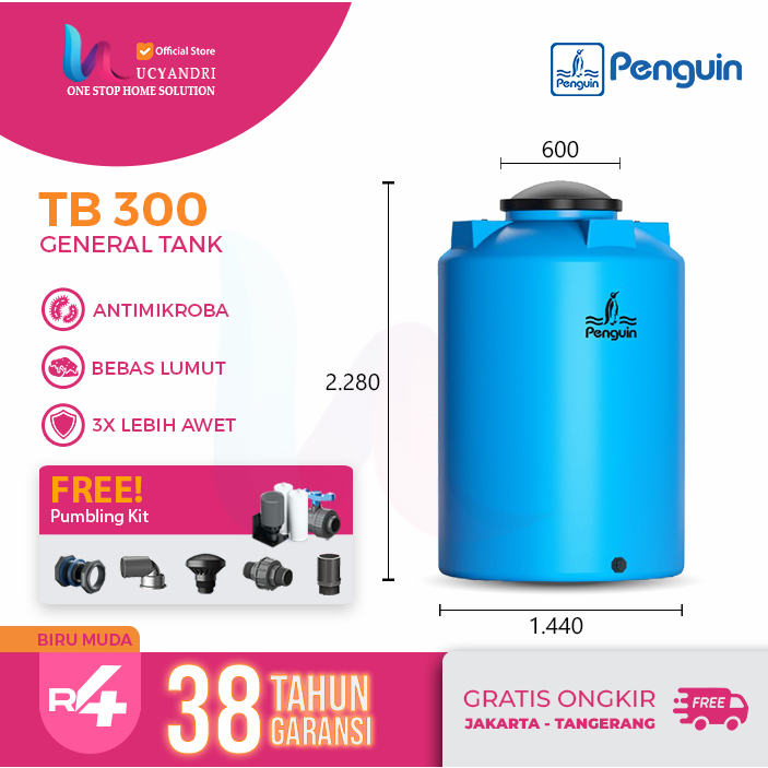 Toren Air Penguin TB300 Tangki Air Plastik 3100 L Tandon TB 300