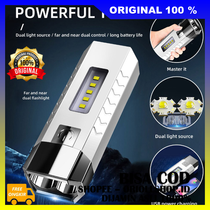 Powerbank Flashlight Senter LED 2 Mata Multifungsi Flashlight Dan Powerbank 1000mah 100% ASLI